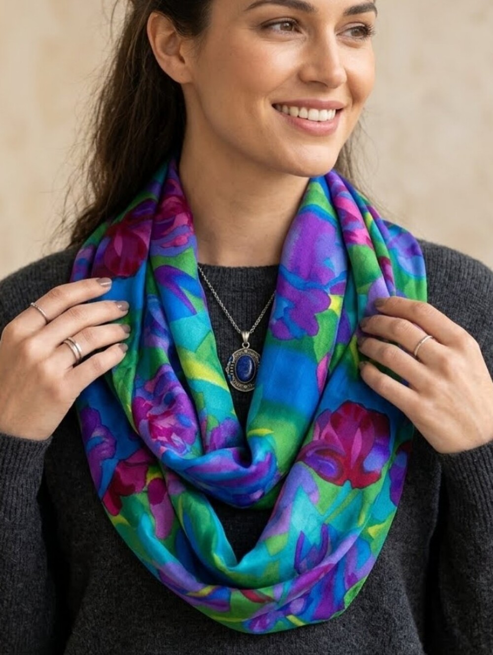 LIZ CLAIBORNE Vibrant Floral Silk Scarf - Multi-Color
